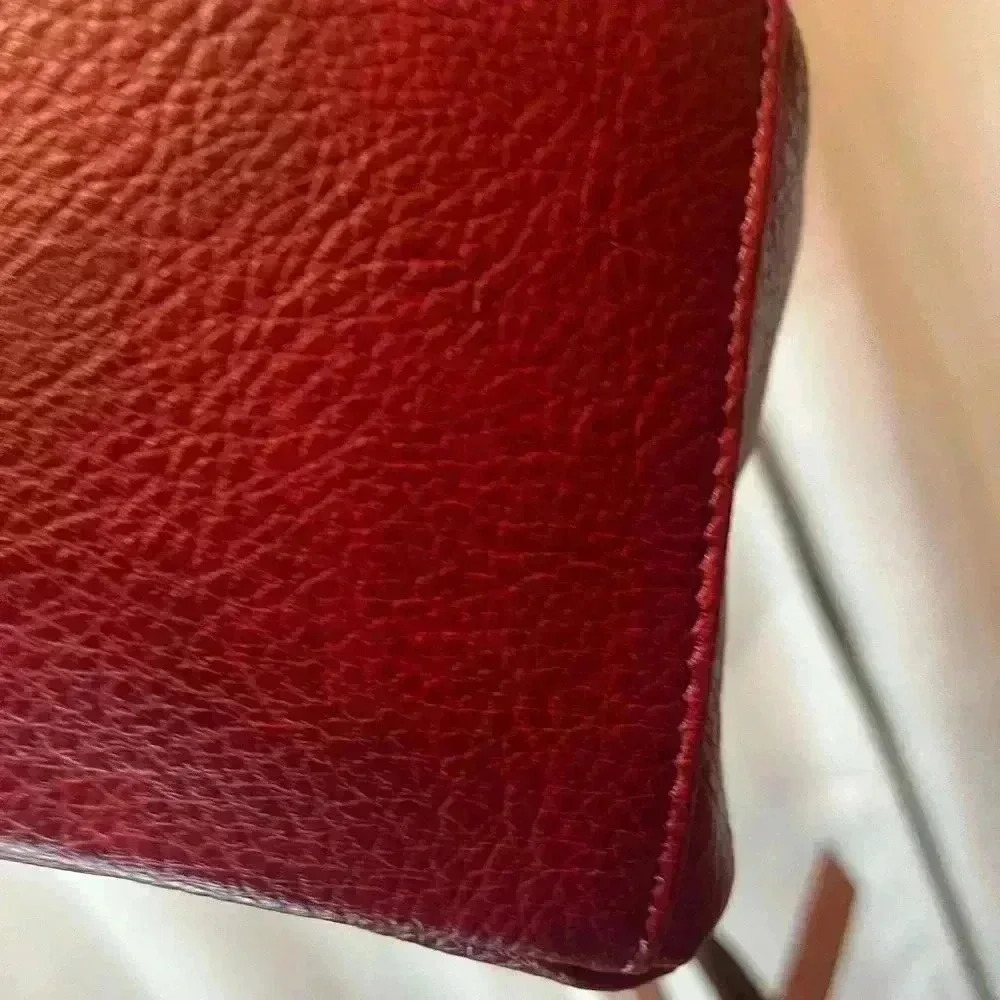 Snake Print Vegan Leather Handbag Burgundy - Picture 7 of 12
